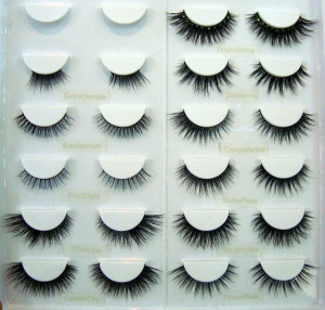 Here is a photo of all the eyelashes laid out at Velour Lashes' IMATS ...