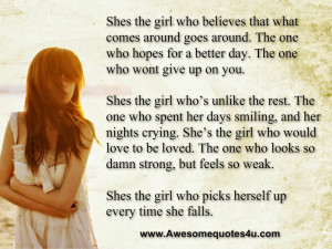 Shes the girl who believes that what comes around goes around. The one ...