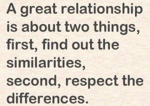 great relationship is about two things, first, find out the ...