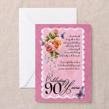 90th Birthday Card With Roses (Pk of 10) for