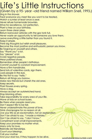 Life Instructions from a 95-year old.