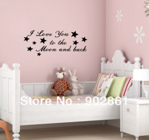 ... moon 4 Nursery Kids room Art Quote wall decal saying stickers 56x22cm