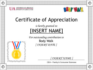 sample wording for a certificate of appreciation.