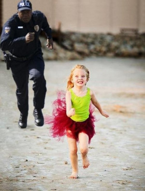little girl running from police