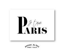 paris je t aime typography pos ter black and white inspirational quote ...