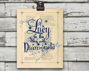 ... Lucy in the sky with diamonds Digital print Beatles quote Typography