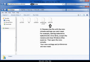 Windows 7: MMC Console Settings - Reset to Default