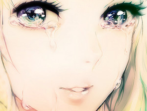 sad anime girl crying with quotes