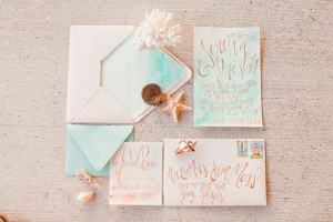 Aqua and peach seaside wedding inspiration | Photo by Michelle March ...