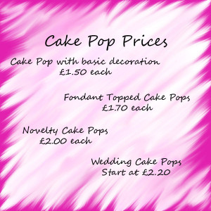 Cake Pop Price List