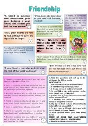 Speaking worksheets > Discussion > frienship quotes and discussion