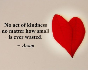No act of kindness no matter how small is ever wasted.