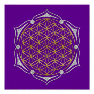 Flower Of Life - Lotus gold silver Poster