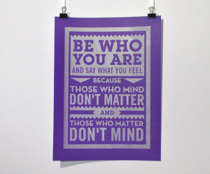 Be Who You Are - Dr Seuss Quote - Pen drawn poster