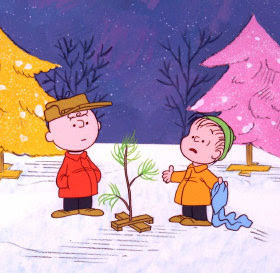 When Charlie Brown goes to the Christmas tree lot and sees all the ...