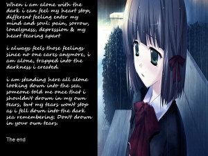 anime sad quote girl Image
