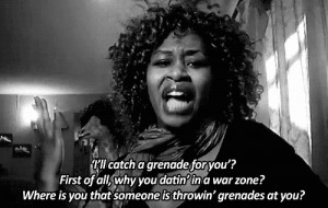funny, gif, glozell, grenade, quote, text