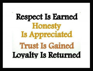 Respect #Honesty #Trust #Loyalty