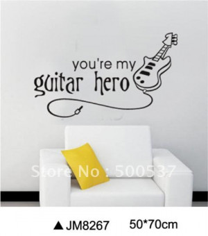 JM8267 Free shipping Removable wall stickers Guitar Hero home wall ...
