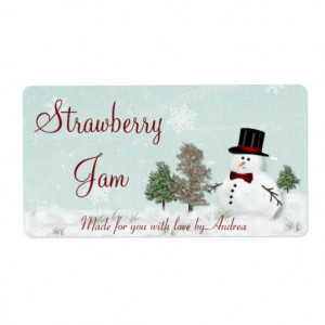 Snowman Gift Tag Sticker or Canning Label Custom Shipping Labels