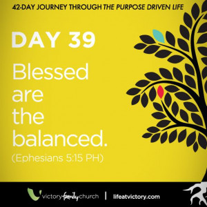 ... to stay on track and balance God’s five purposes for your life