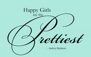 Audrey Hepburn Wall Decal 'Happy Girls Are The Prettiest' Quote