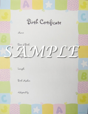 Reborn Baby Doll Birth Certificates