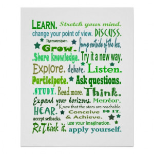 Words of wisdom poster. Learning collage print.