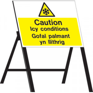 ... MULTI LINGUAL Caution Icy Conditions... Metal Stanchion Ref MS83