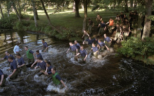 Officer cadets compete in the annual 'log race', a longstanding ...