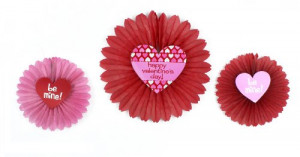 Paper Tissue Fan Hanging Decorations with Valentine's Day Phrases ...