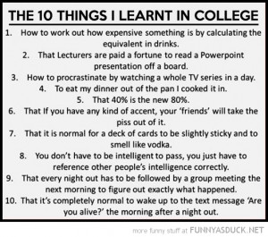 The 10 Things I Learnt In College