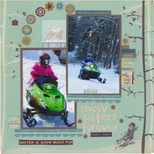 Bo Bunny Snow Day Collection 12 x 12 Double Sided Paper Sledding
