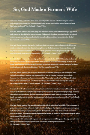 So God Made a Farmer’s Wife. Nicole Thank You so much for much for ...