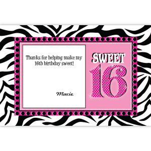 Thank You Cards Sweet 16 Birthday