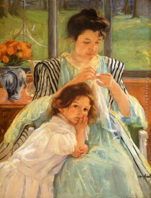 Mary Cassatt - Mary Cassatt Young Mother Sewing Painting