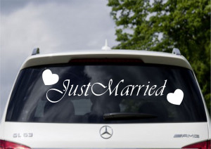 Just Married Car Window Banner Vinyl Sticker Decal Wedding Sign