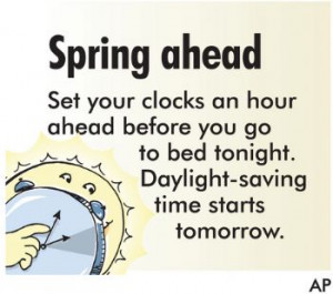Set Clocks Forward Tonight for Daylight Savings Time