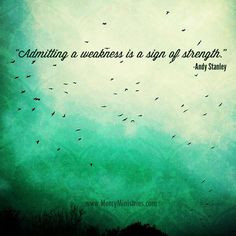 Admitting a weakness is a sign of strength. - Andy Stanley