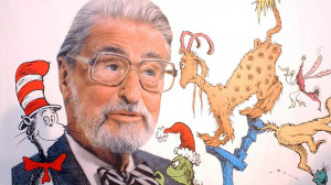 close-up of the Dr. Seuss stamp, honoring creator Theodor Geisel