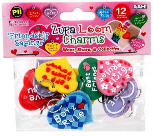 Friendship Sayings Charms For Rubberband Bracelets (Set Of 12)