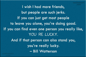 Friendship Quote: I wish I had more friends, but...