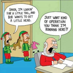 Funny santa and his elves cartoon 600x602 Funny santa and his elves ...