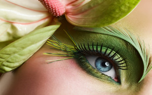 Beautiful Blue Eyes Green Makeup HD Wallpaper