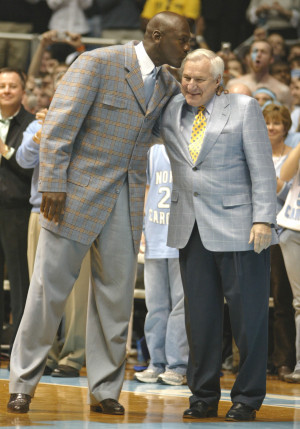michael jordan and dean smith at a university of north carolina game ...
