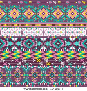 Seamless colorful aztec geometric pattern
