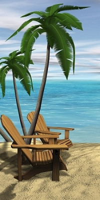 Beach Scenes Chairs and Palm Tree