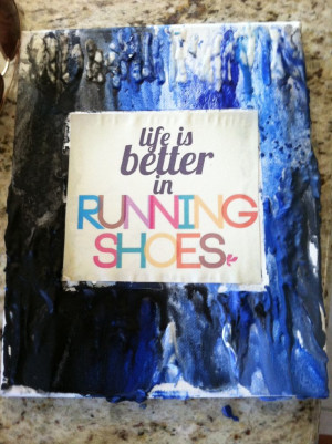 running quote with melted crayon art.