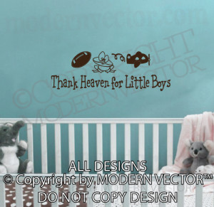 Details about THANK HEAVEN FOR LITTLE BOYS Quote Vinyl Wall Decal ...