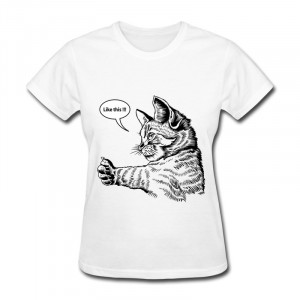 ... hand drawing comic style--thumb up cat Cool Quotes T-Shirts for Women